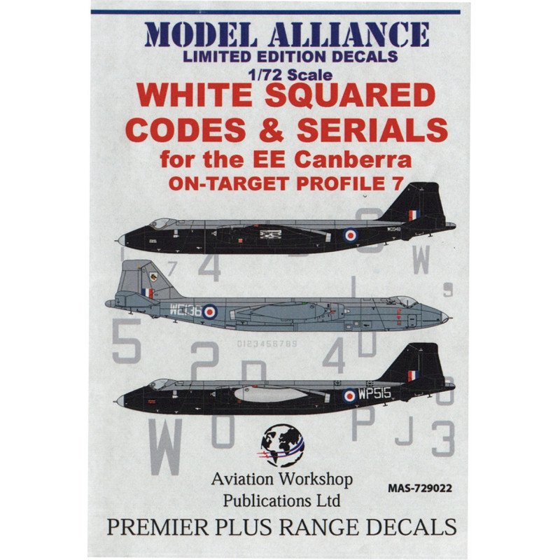 White Squared Codes & Serials for the EE Canberra (on-target profile 7)