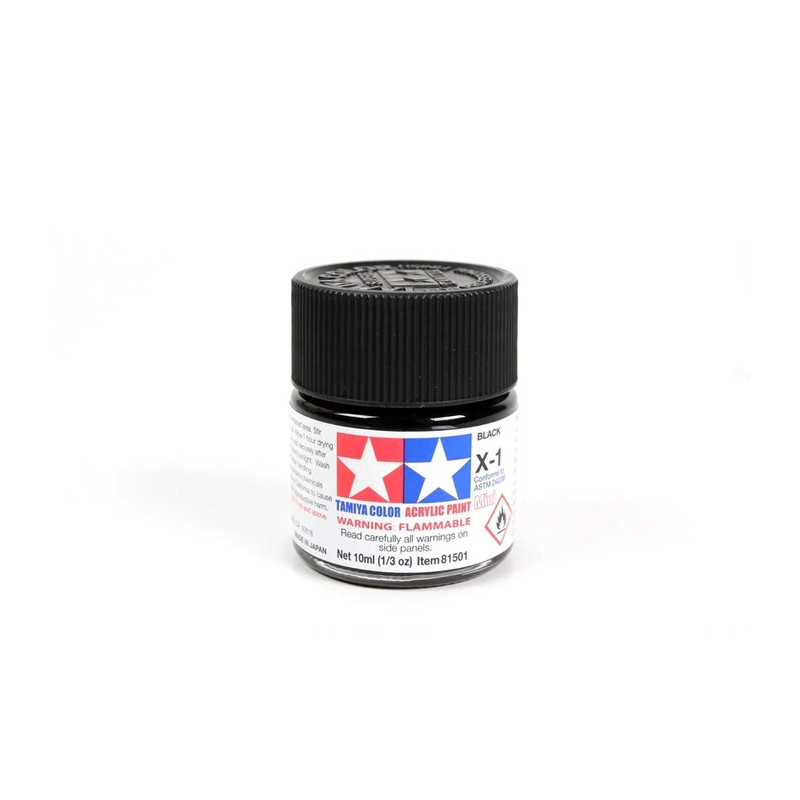 Peinture acrylique brillante Noir (10 ml)