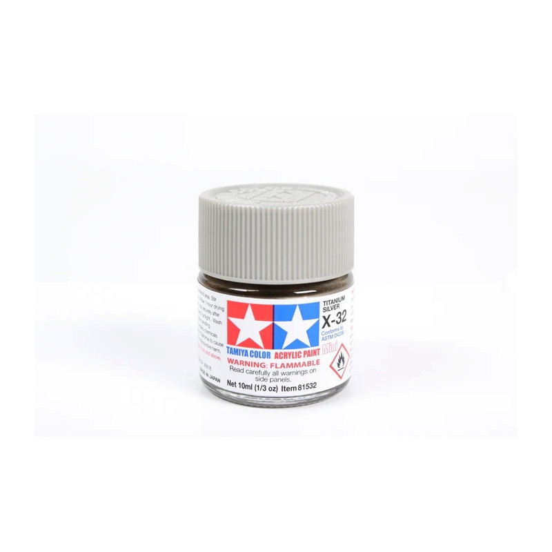 Peinture acrylique brillante Titane Argenté (10 ml)