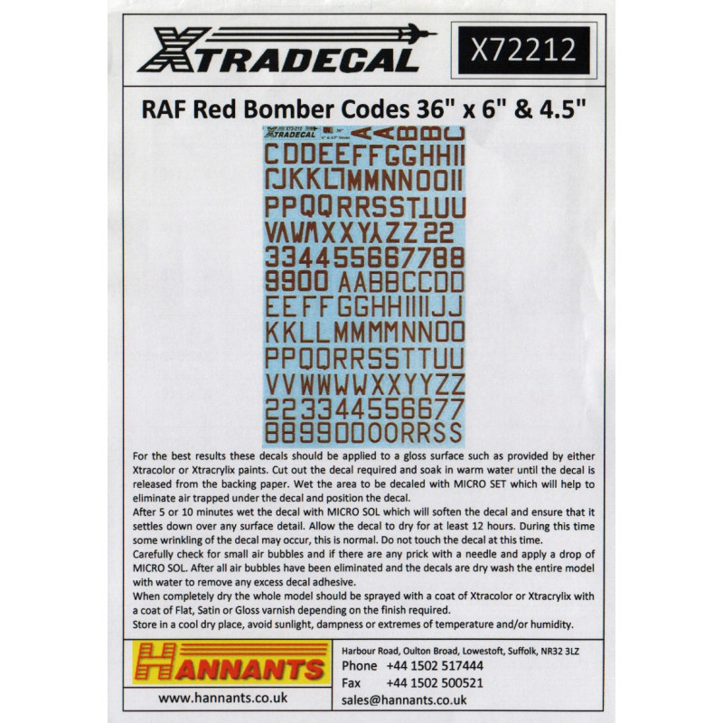 Codes rouges des bombardiers RAF 26''x6'' & 4.5''
