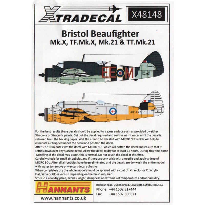 Bristol Beaufighter Mk.X, TF.Mk.X, Mk.21 & TT.Mk.21